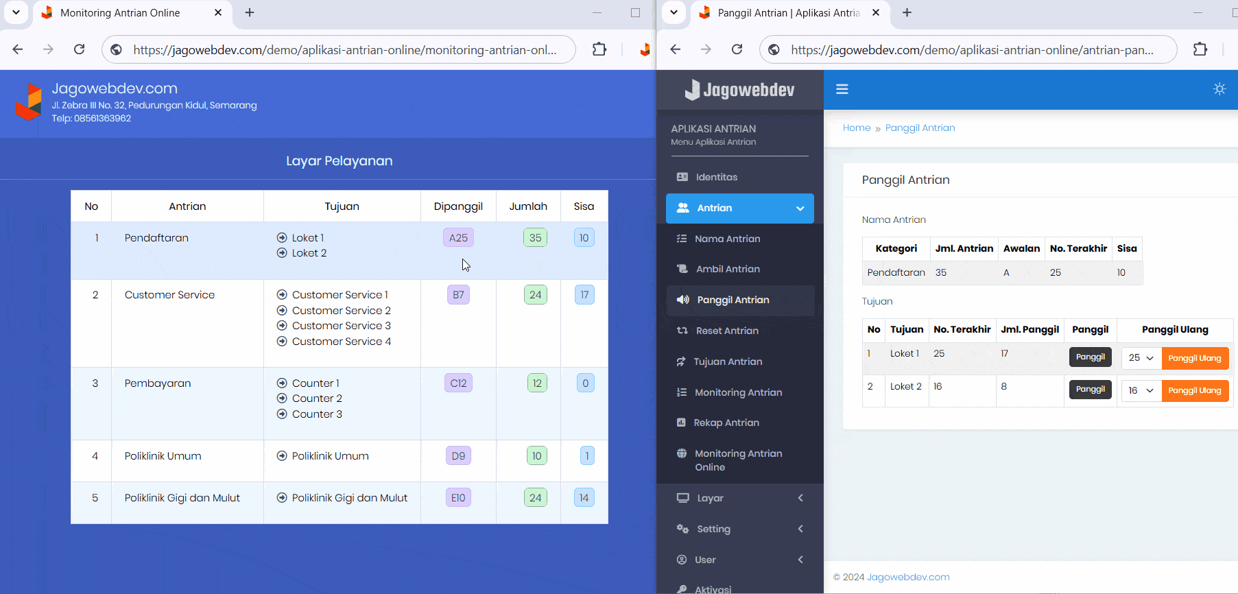 Realtime Update Panggil Antrian Online